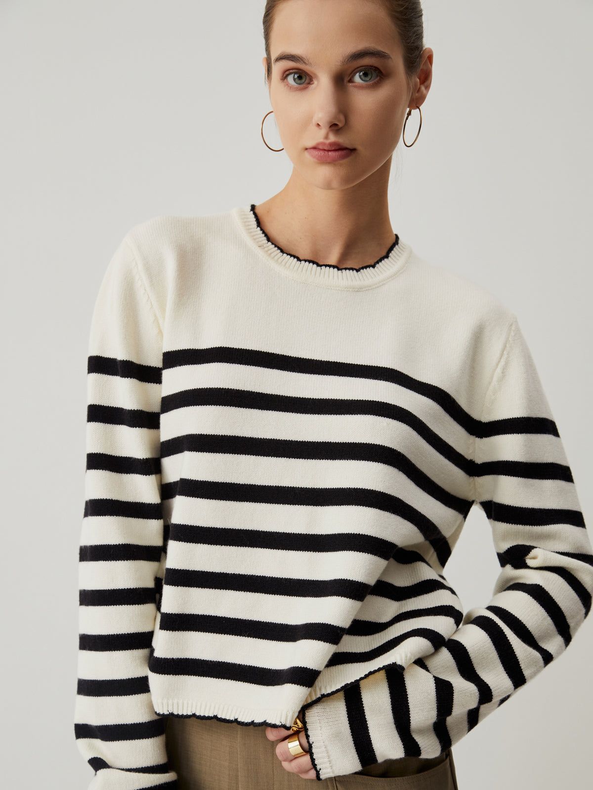 Old Money Asymmetrical Split Striped Sweater sold by COMMENSE