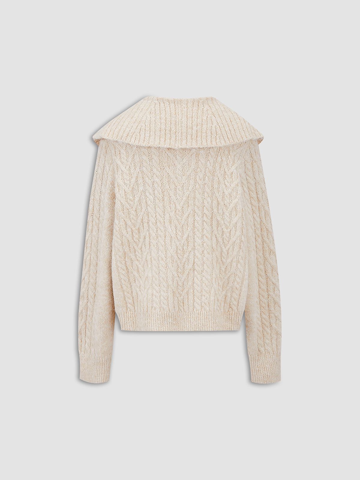 Button Up Cable Knit Collared Cardigan sold by COMMENSE product image thumbnail 2