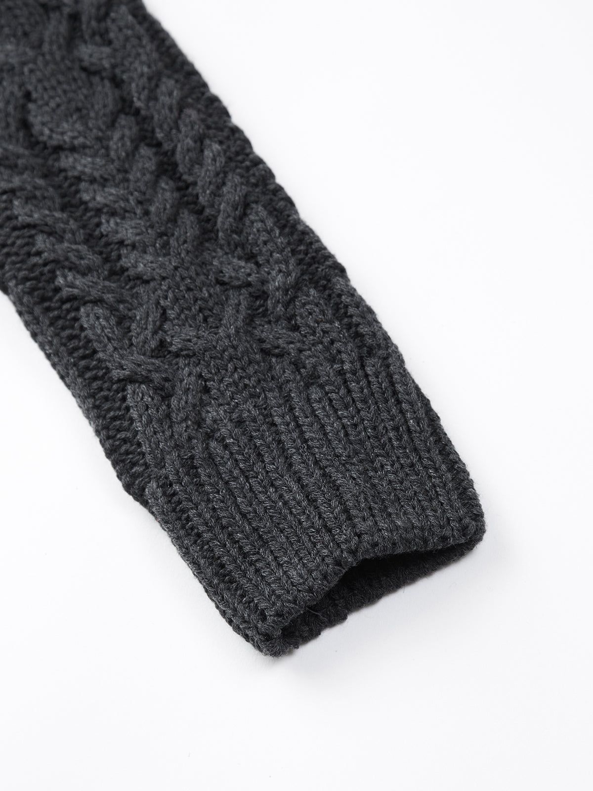 Grey Mockneck Cable Knit Sweater sold by COMMENSE product image thumbnail 3