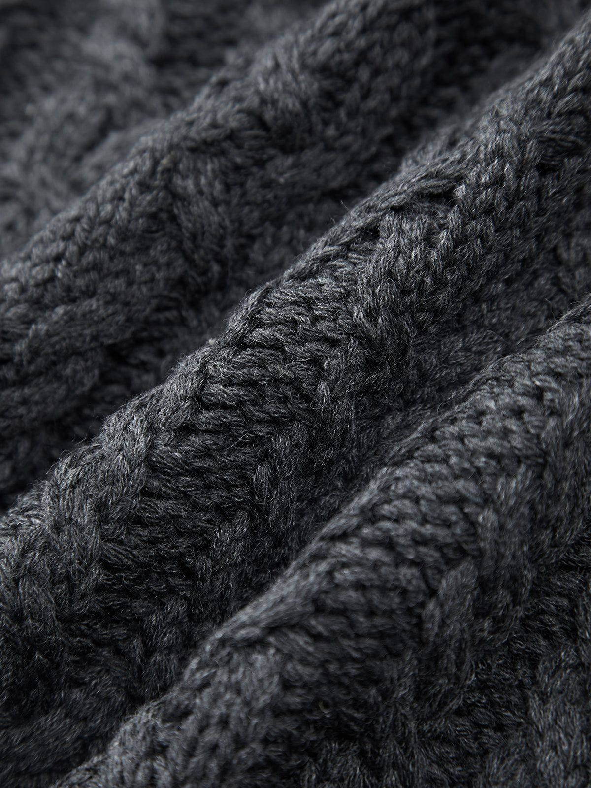 Grey Mockneck Cable Knit Sweater sold by COMMENSE product image thumbnail 4