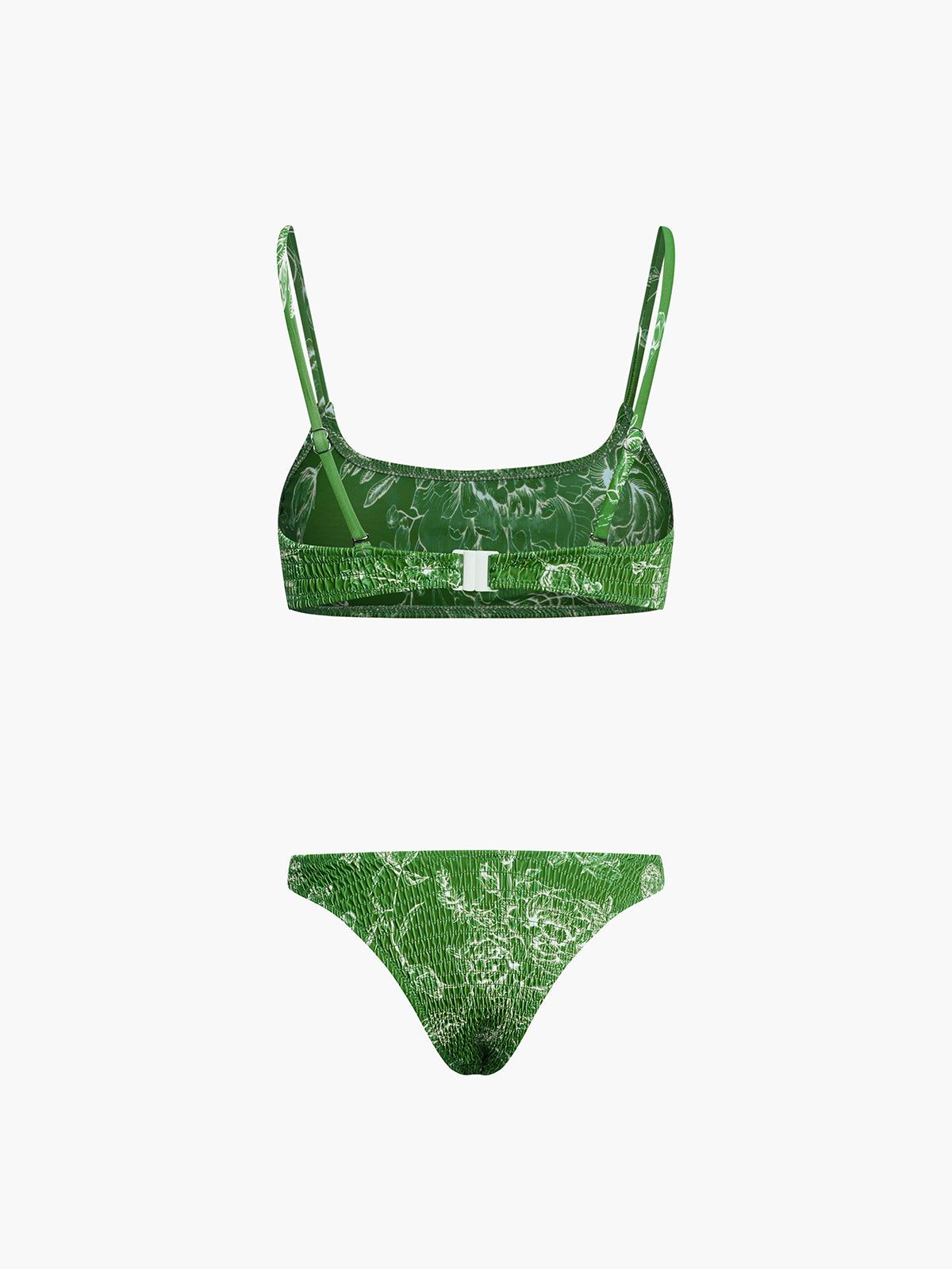 Green Floral Back Clip Two Piece Bikini Set sold by COMMENSE product image thumbnail 2