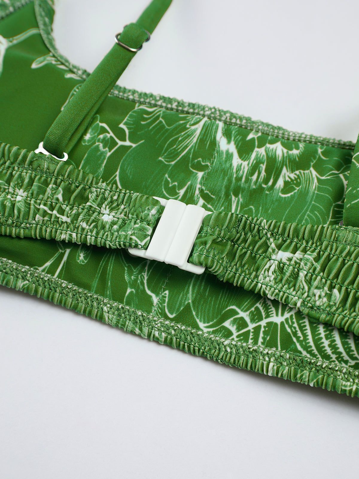 Green Floral Back Clip Two Piece Bikini Set sold by COMMENSE product image thumbnail 3