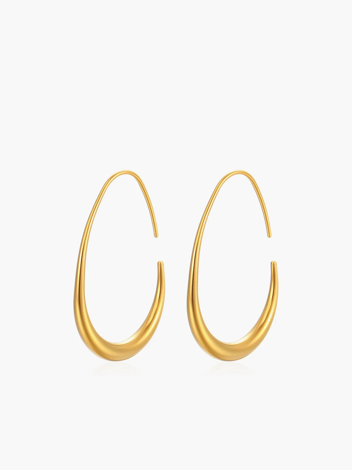 Golden Fluid Hoop Earrings sold by COMMENSE