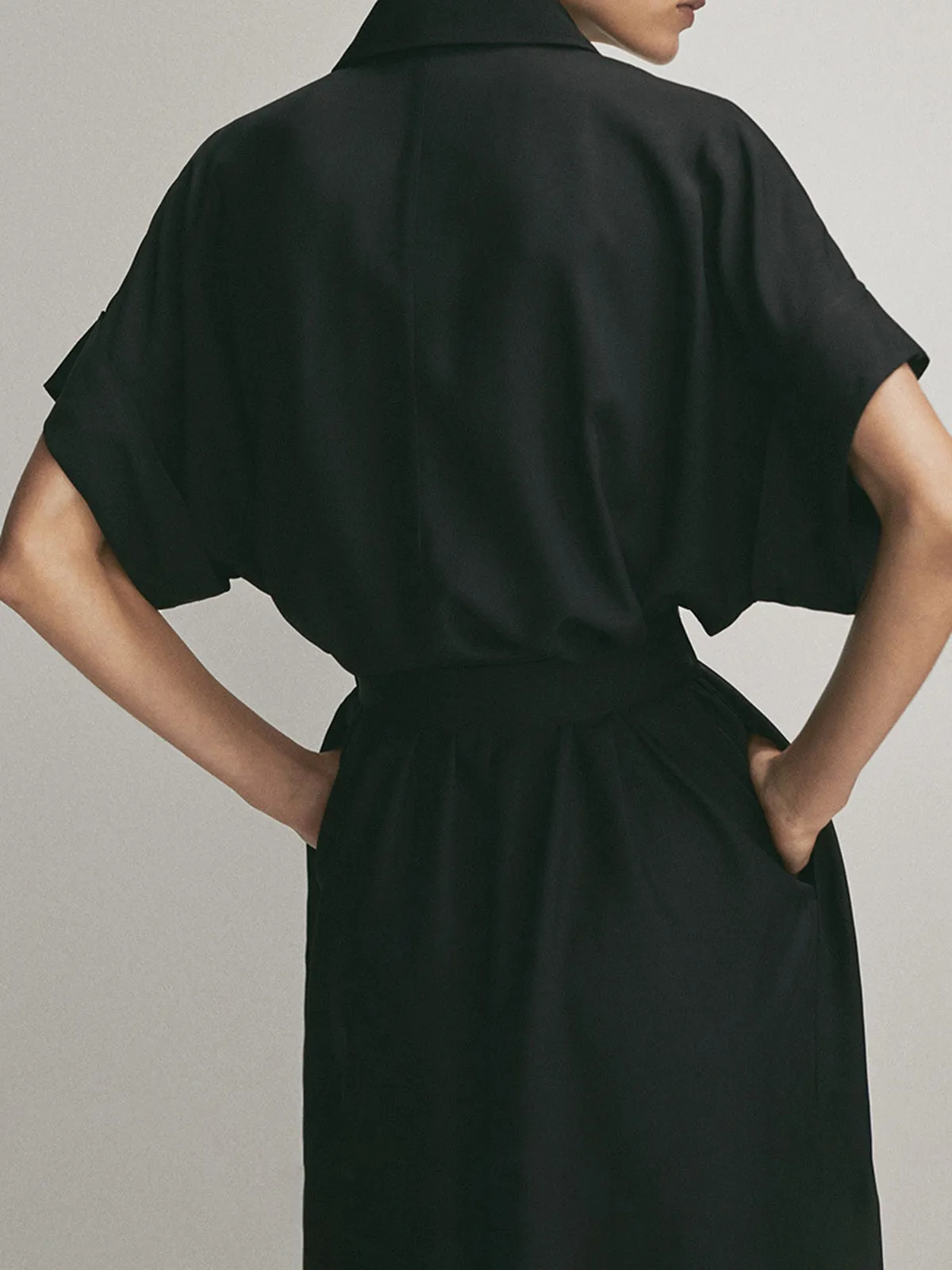 Polo Pockets Tied Midi Dress sold by COMMENSE product image thumbnail 3