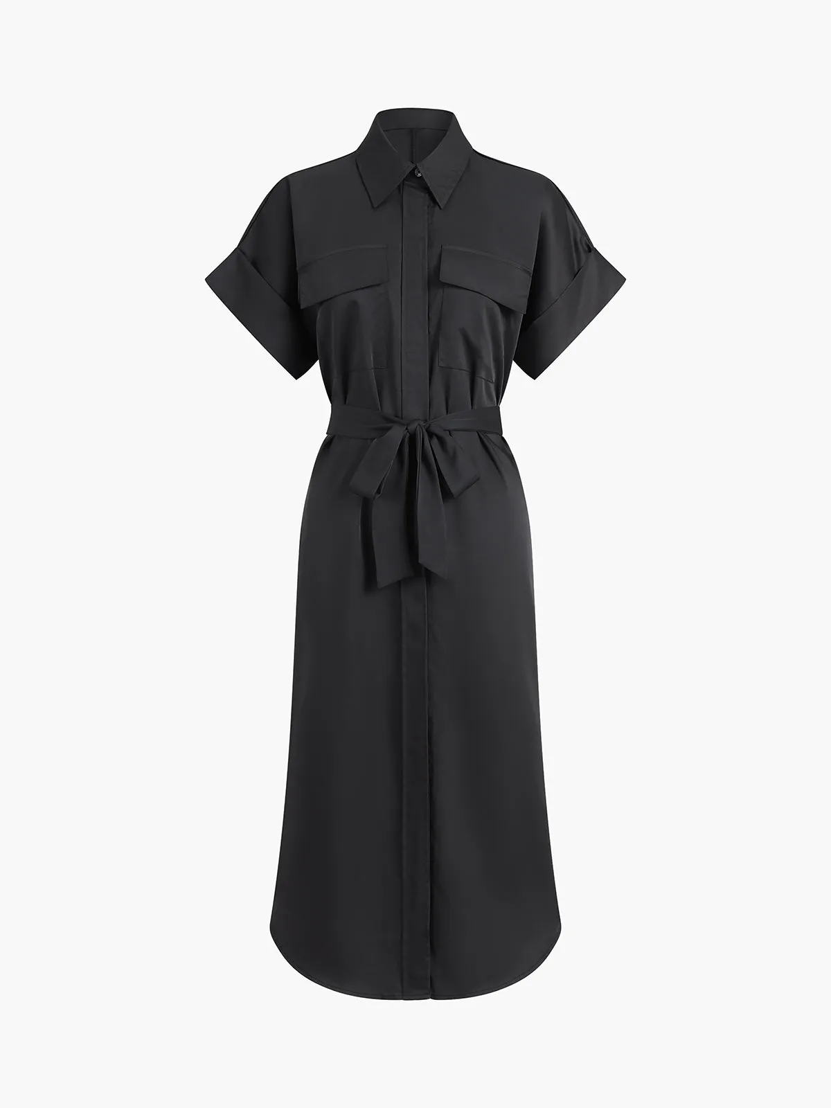 Polo Pockets Tied Midi Dress sold by COMMENSE product image thumbnail 4