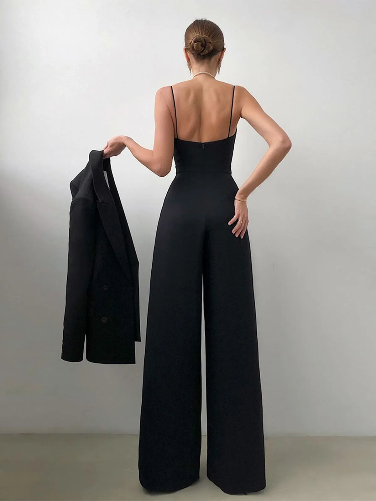 Satin Sweetheart Pleated Cami Jumpsuit sold by COMMENSE product image thumbnail 5
