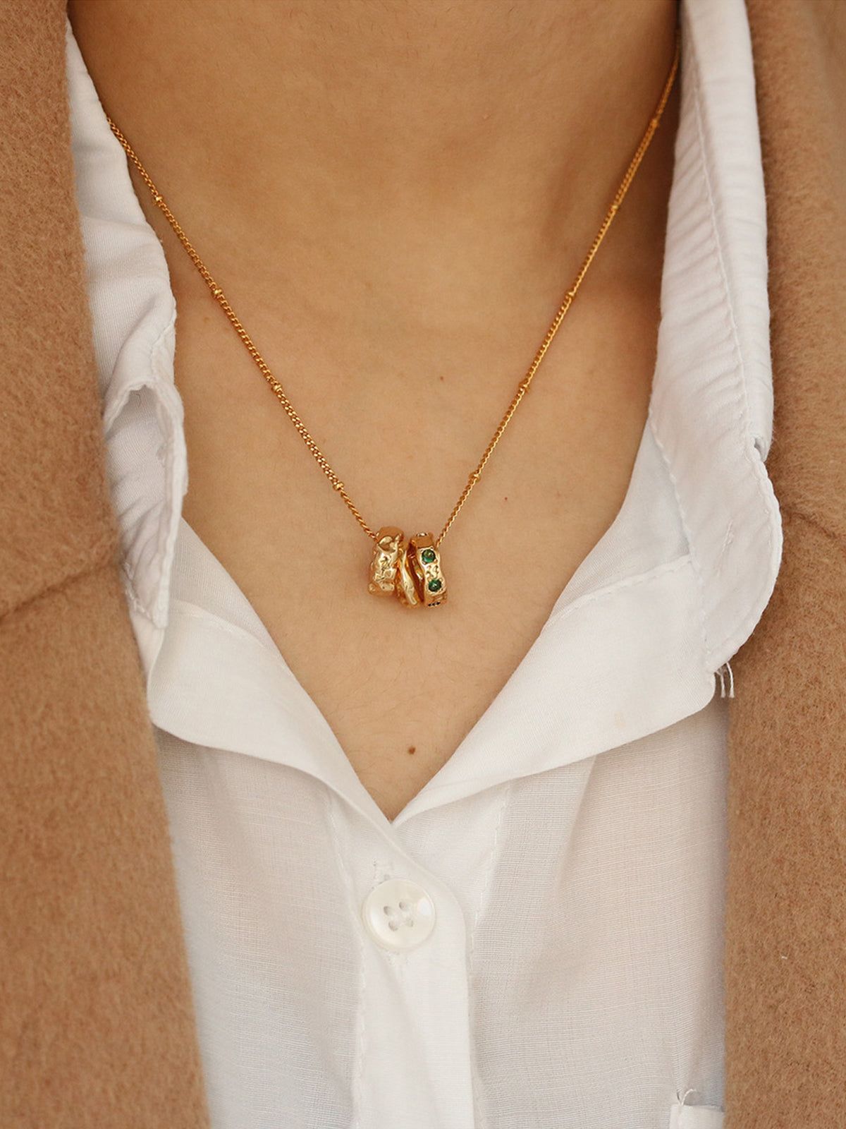 Emerald Triple Rings Necklace sold by COMMENSE