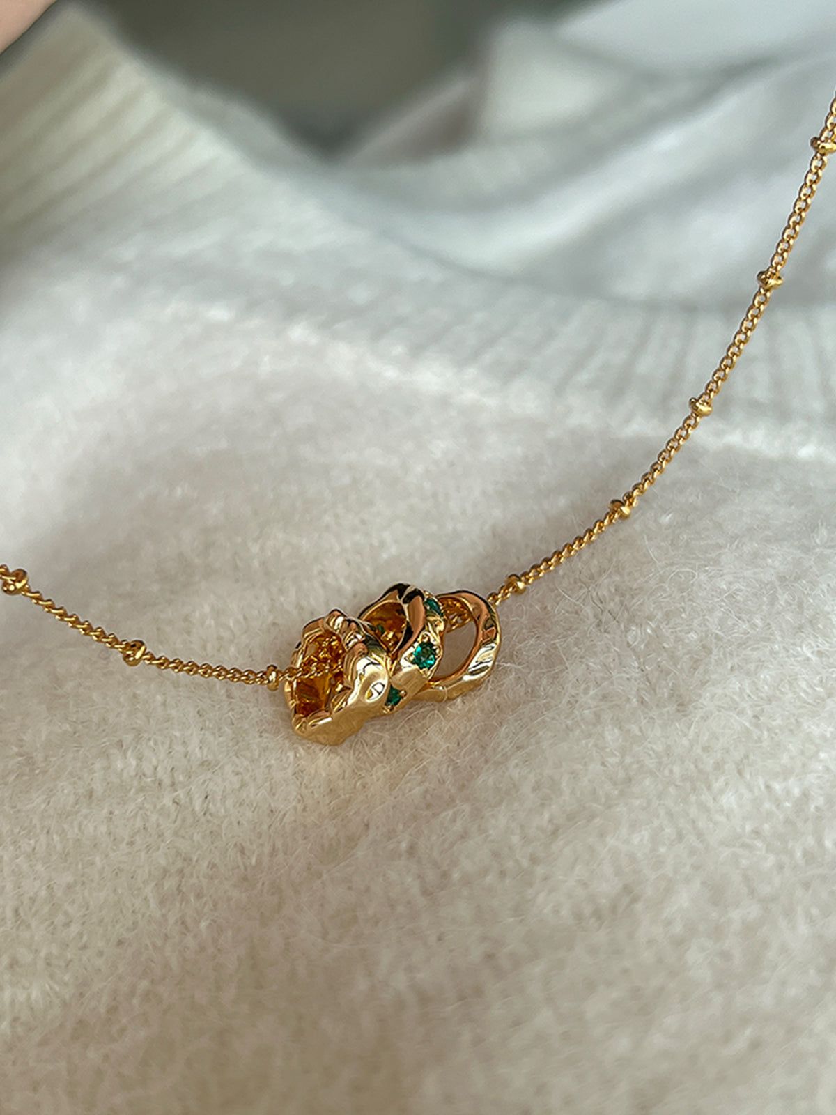 Emerald Triple Rings Necklace sold by COMMENSE product image thumbnail 2