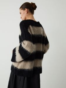 Mocha Stripe Fluffy Sweater sold by COMMENSE