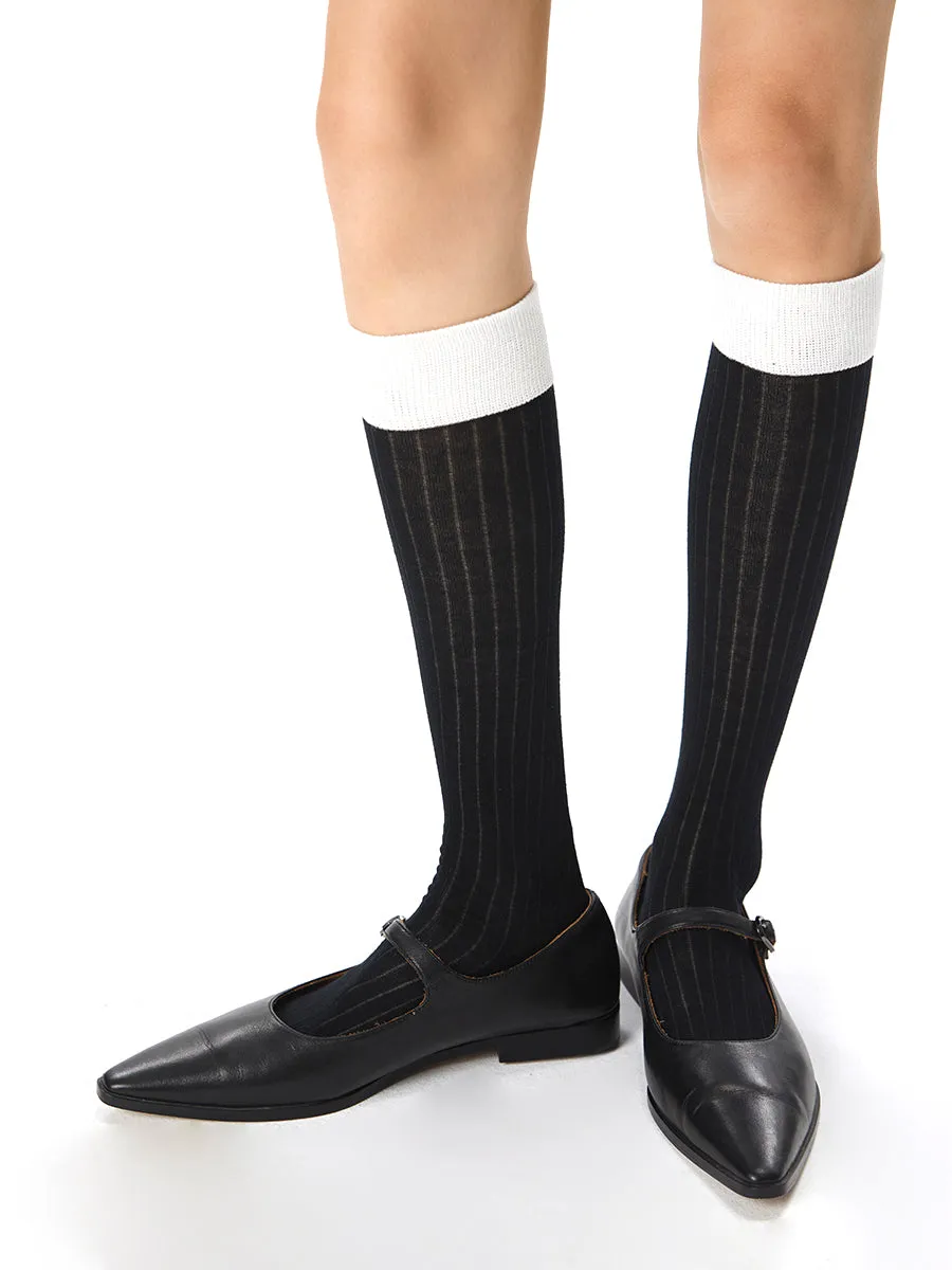 Contrast Trim Calf Socks sold by COMMENSE product image thumbnail 2