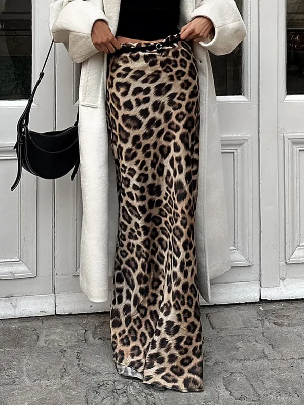 Leopard Print Slim Maxi Skirt sold by COMMENSE