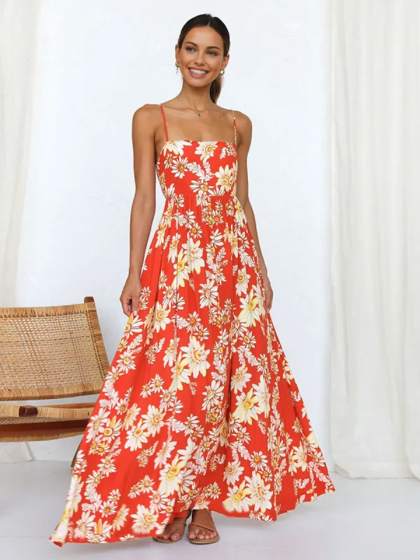 Floral Backless Long Cami Dress sold by COMMENSE