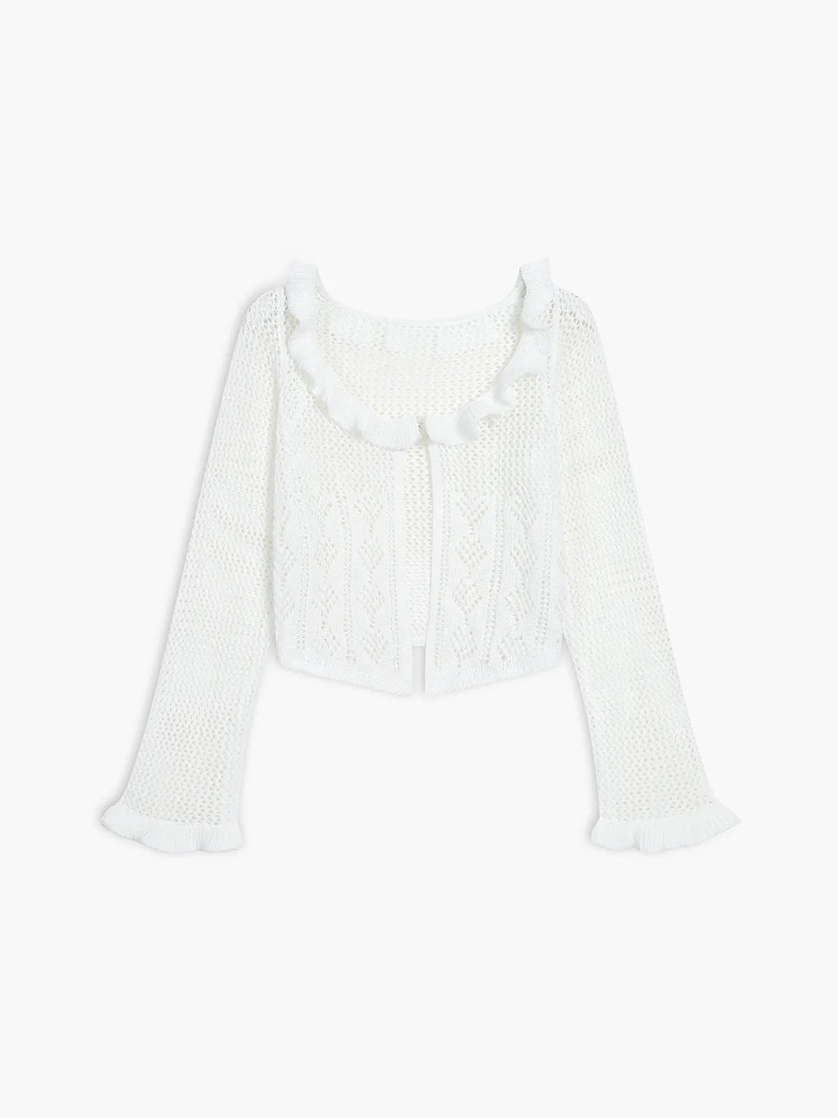Sheer Crochet Eyelet Fly Away Cardigan sold by COMMENSE product image thumbnail 2