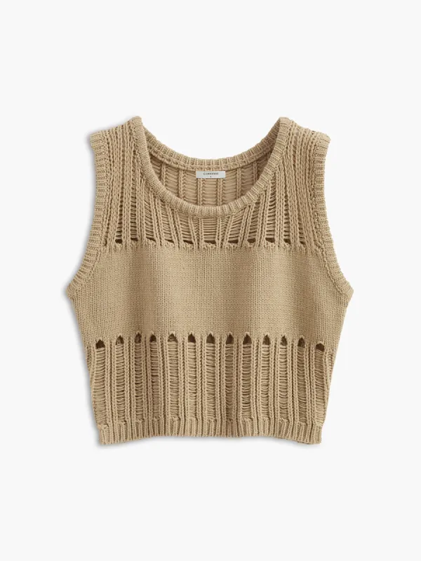 Hollow Out Stretch Sweater Vest sold by COMMENSE