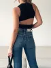 Solid Back Cutout Crop Tank Top sold by COMMENSE