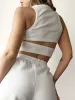 Solid Back Cutout Crop Tank Top sold by COMMENSE