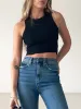 Solid Back Cutout Crop Tank Top sold by COMMENSE
