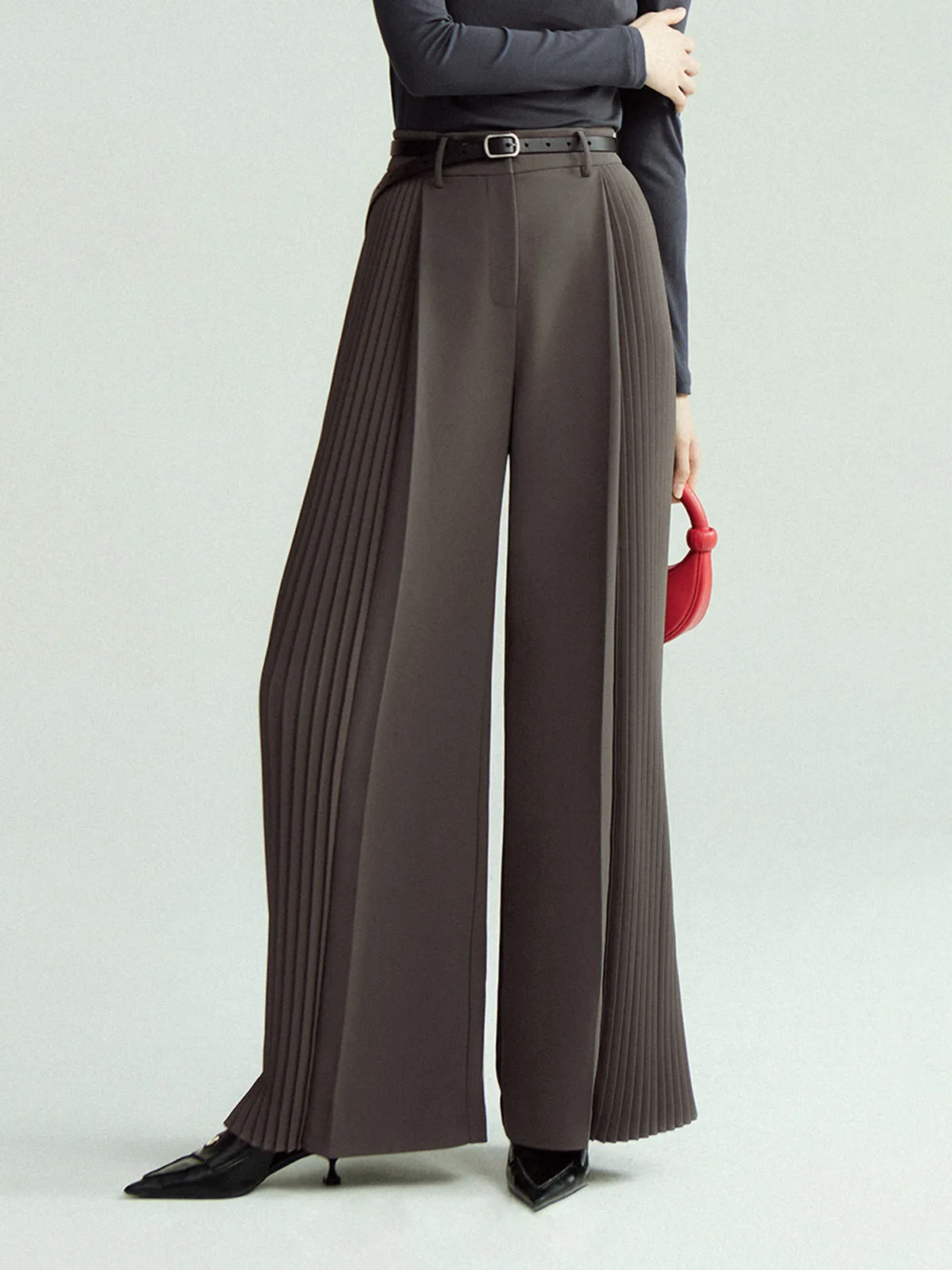 Pleated Wide Leg Pants Without Belt sold by COMMENSE product image thumbnail 4