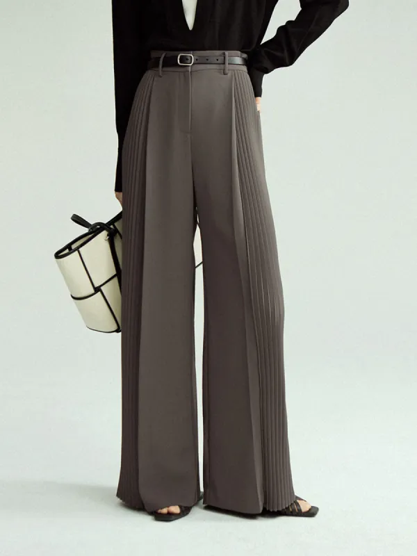 Pleated Wide Leg Pants Without Belt sold by COMMENSE