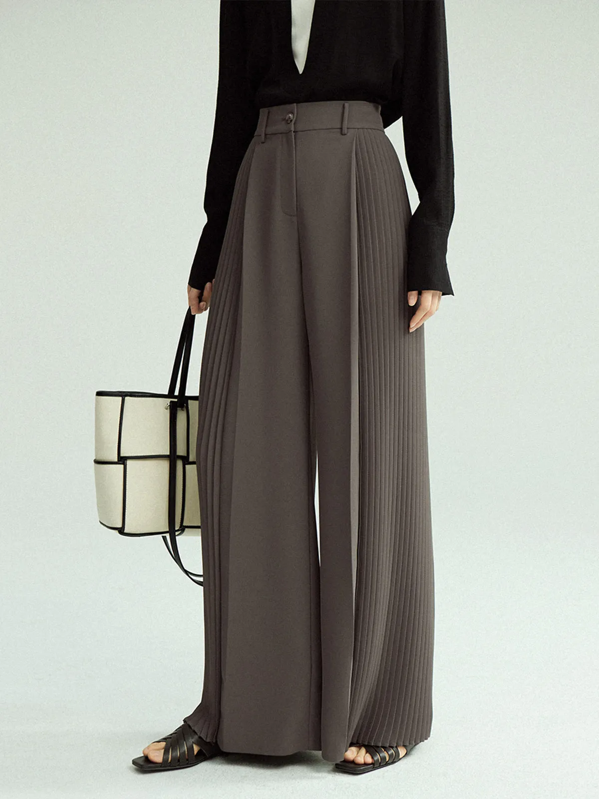 Pleated Wide Leg Pants Without Belt sold by COMMENSE product image thumbnail 2