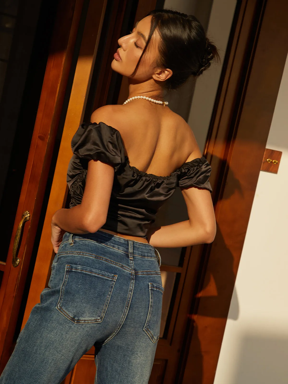 Solid Off-Shoulder Blouse sold by COMMENSE product image thumbnail 4