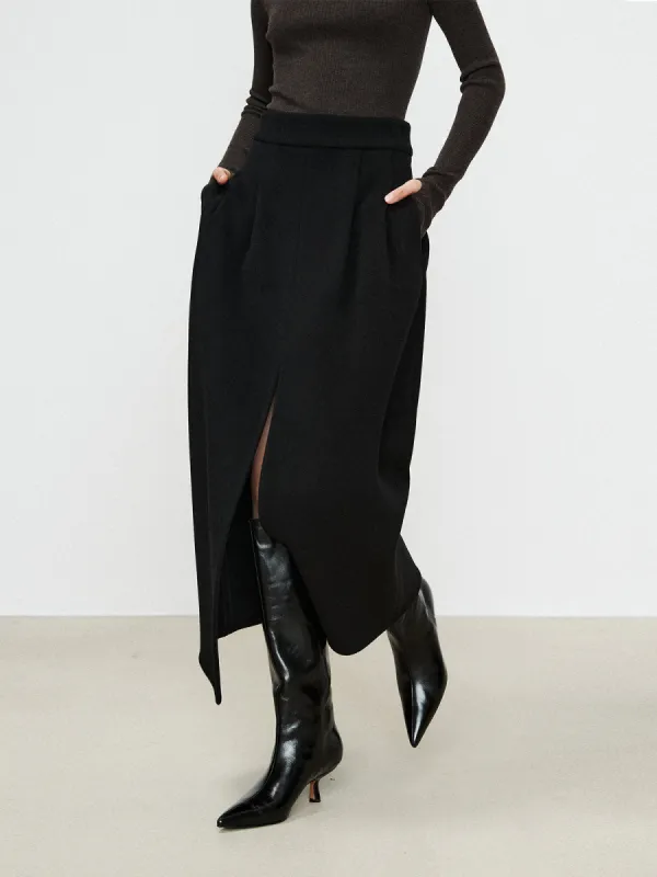 Double Pockets Slit Maxi Skirt sold by COMMENSE