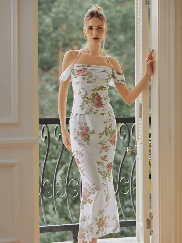 Villa Garden Floral Long Dress sold by COMMENSE