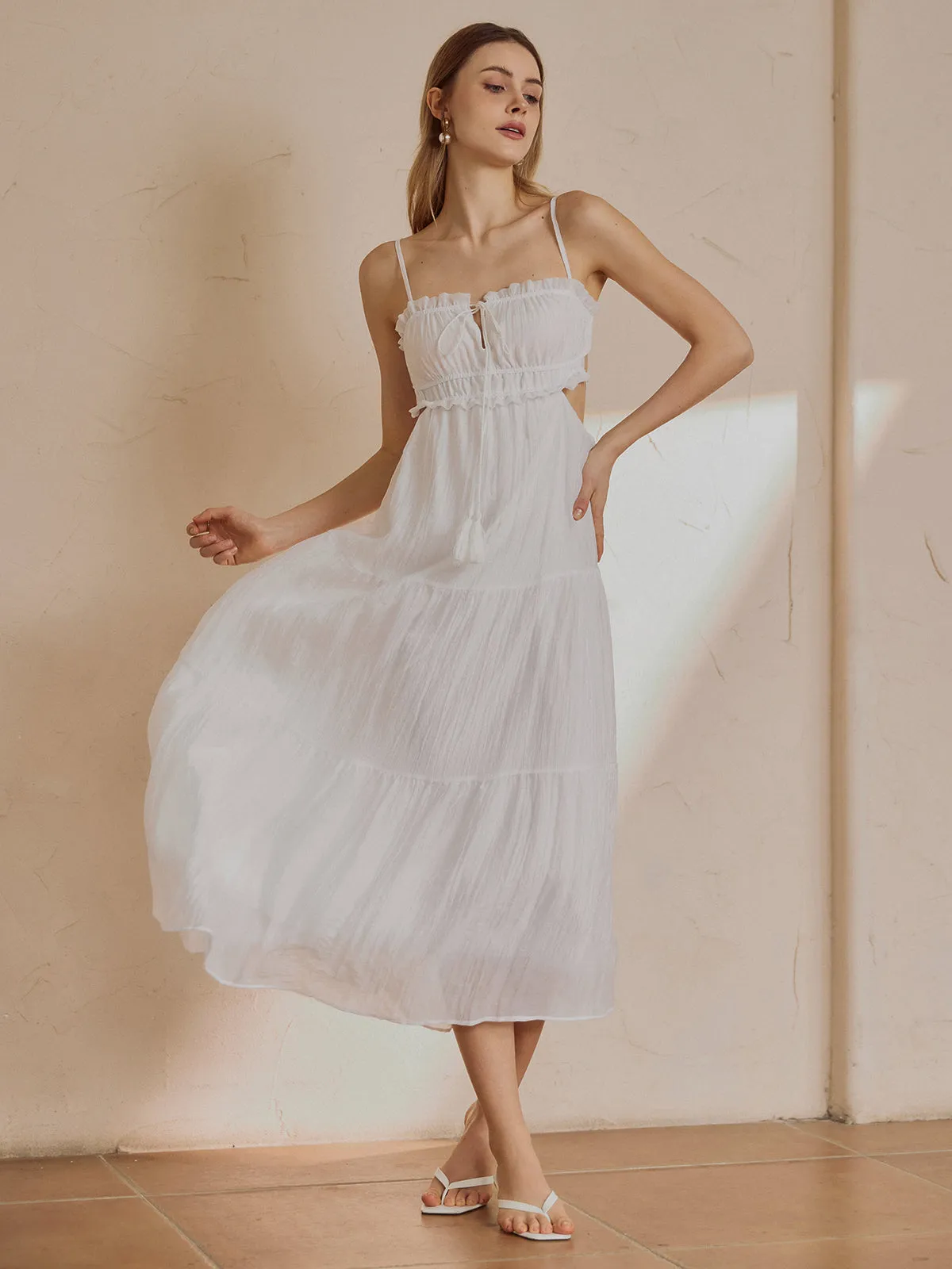 Elegant Cutout Backless Cami Midi Dress sold by COMMENSE