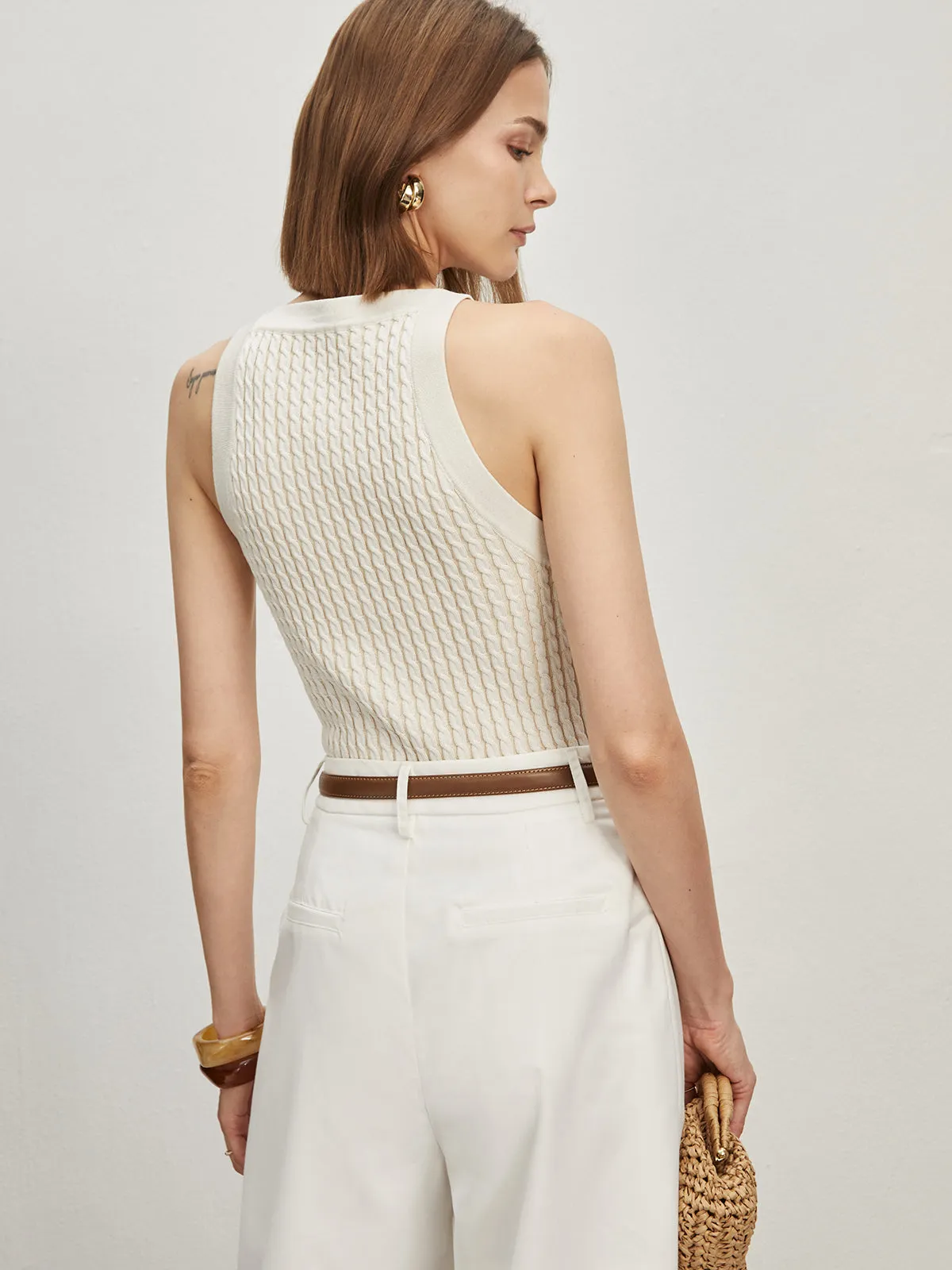 Solid Crew Neck Sweater Vest sold by COMMENSE product image thumbnail 4