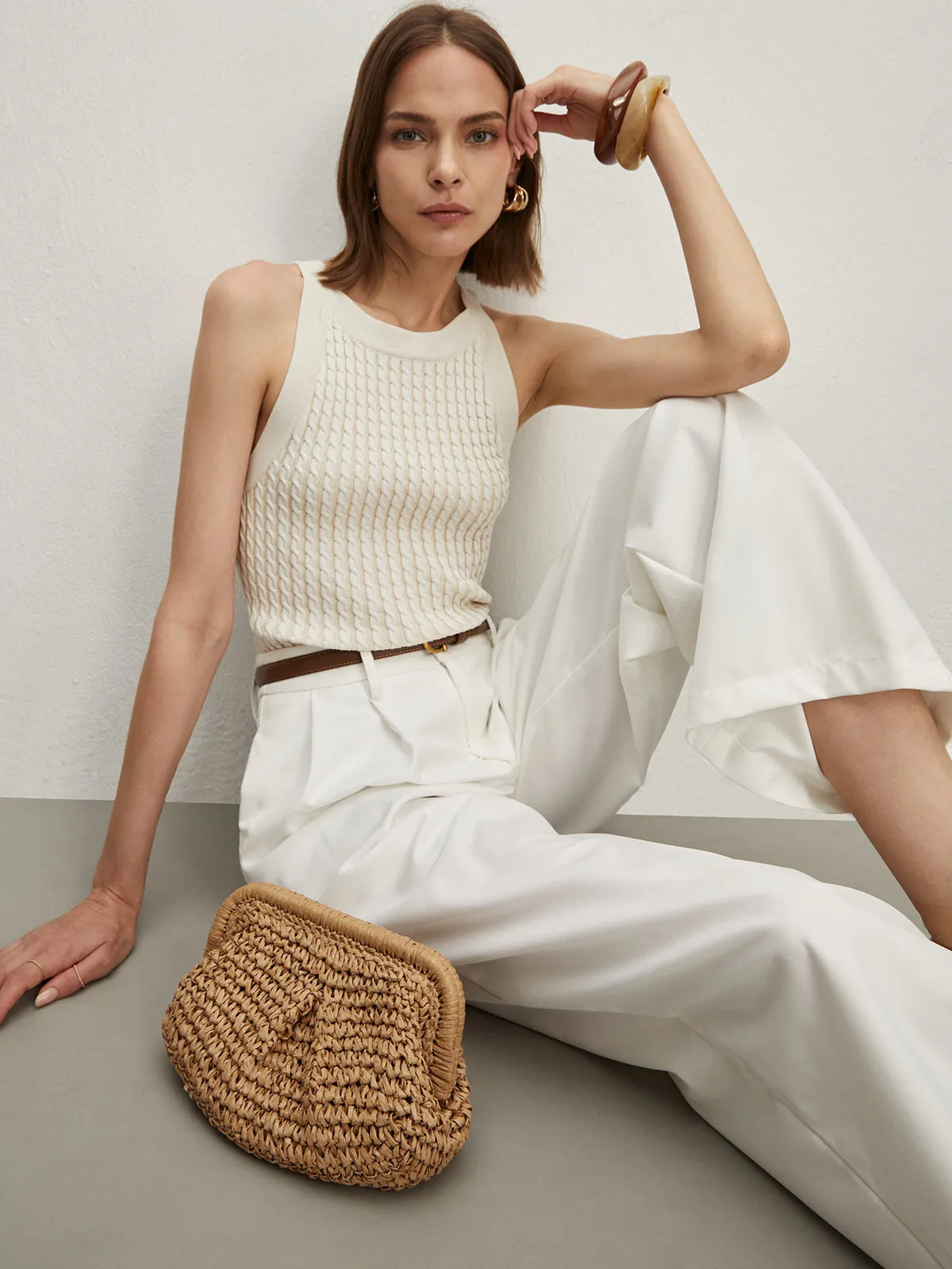 Solid Crew Neck Sweater Vest sold by COMMENSE