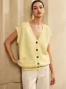 Button V-Neck Sweater Vest sold by COMMENSE