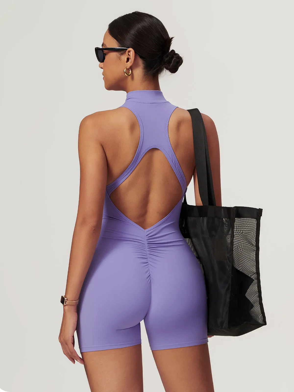 Backless Zipper Seamless Romper sold by COMMENSE