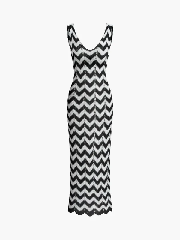 Stripe Slim Knit Long Dress sold by COMMENSE