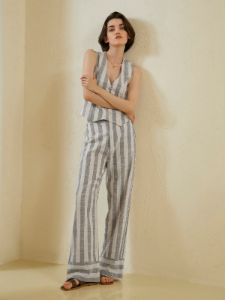Utility Pinstripe Straight Leg Pants sold by COMMENSE
