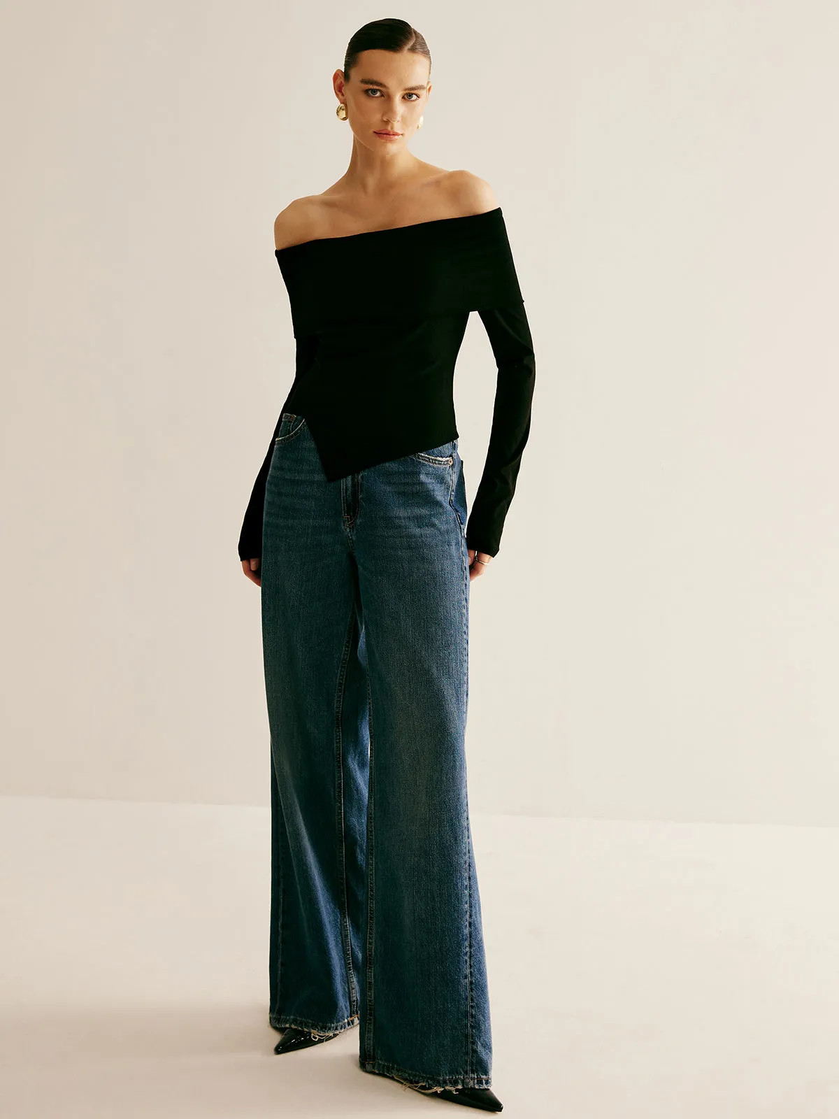 Off Shoulder Asymmetrical Blouse sold by COMMENSE product image thumbnail 2