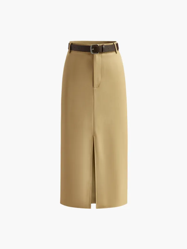 Split Belted Maxi Skirt sold by COMMENSE
