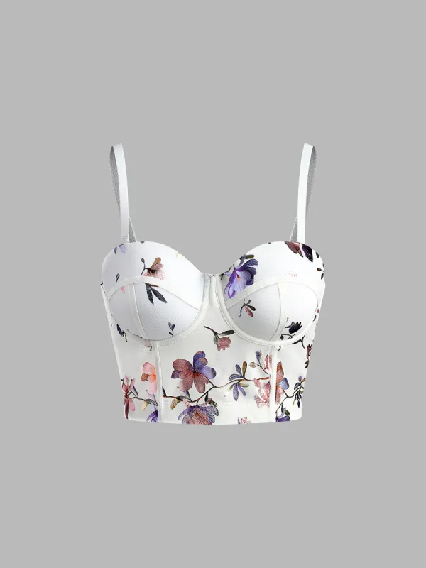 Floral Printed Corset Top sold by COMMENSE