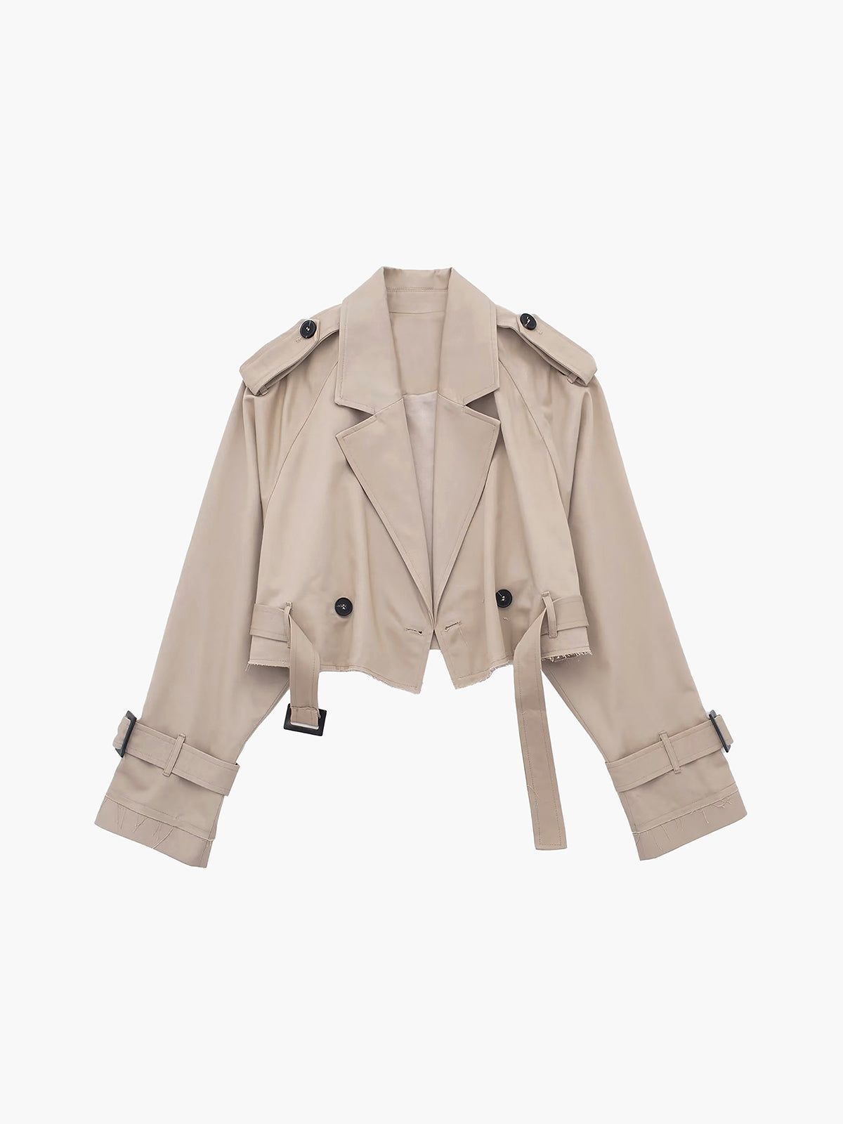 Raw Hem Crop Trench Coat sold by COMMENSE product image thumbnail 5