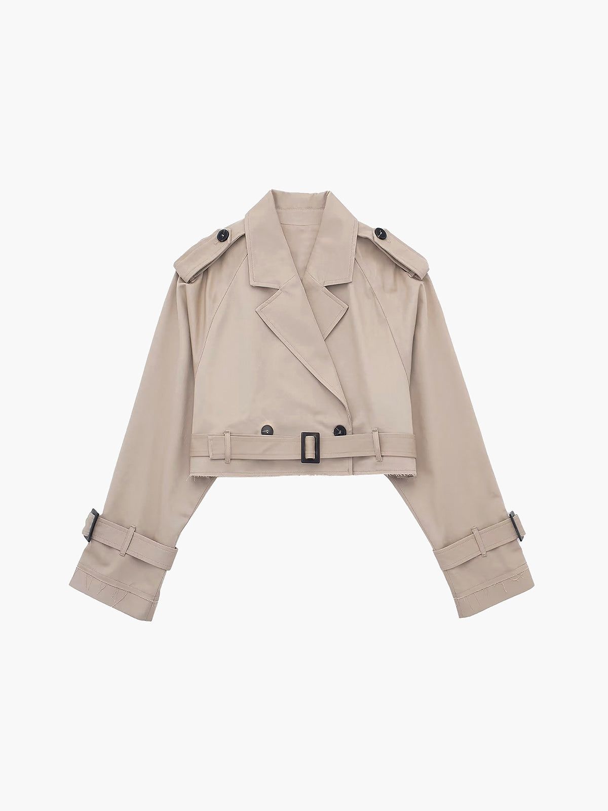 Raw Hem Crop Trench Coat sold by COMMENSE