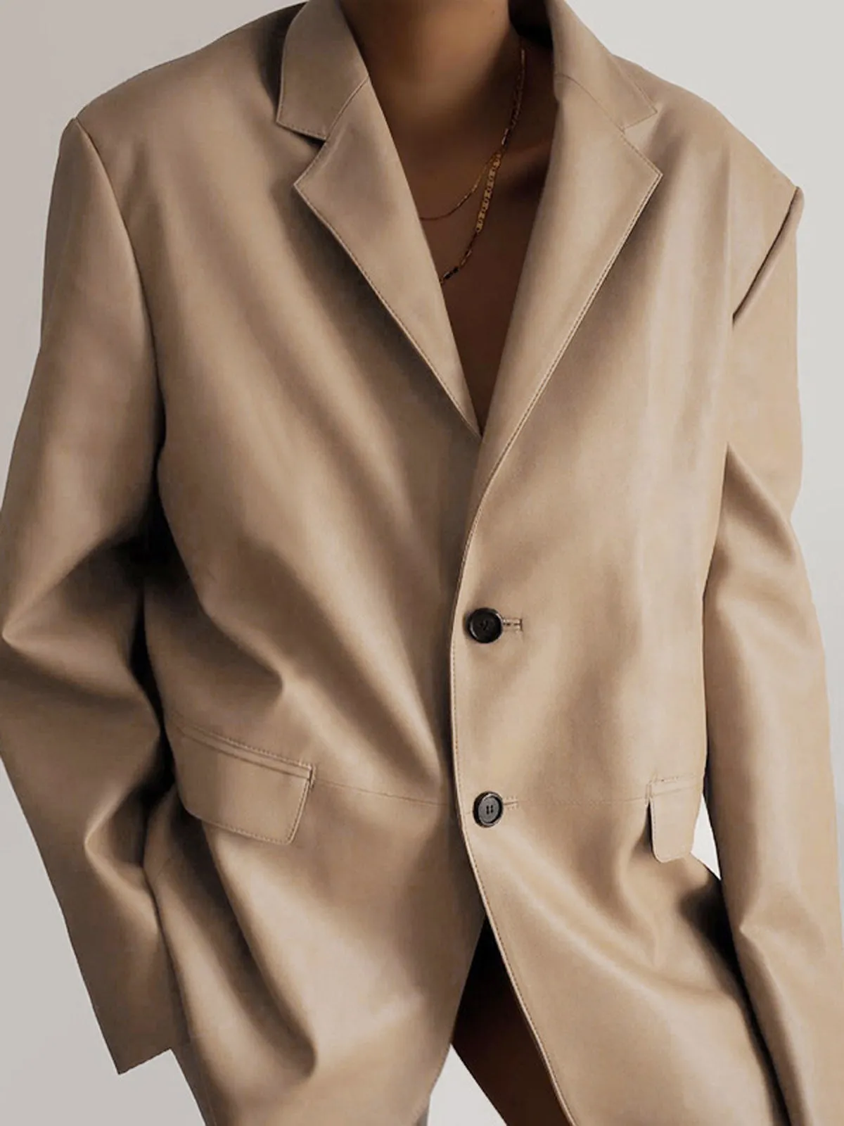 Faux Leather Structured Jacket sold by COMMENSE product image thumbnail 3