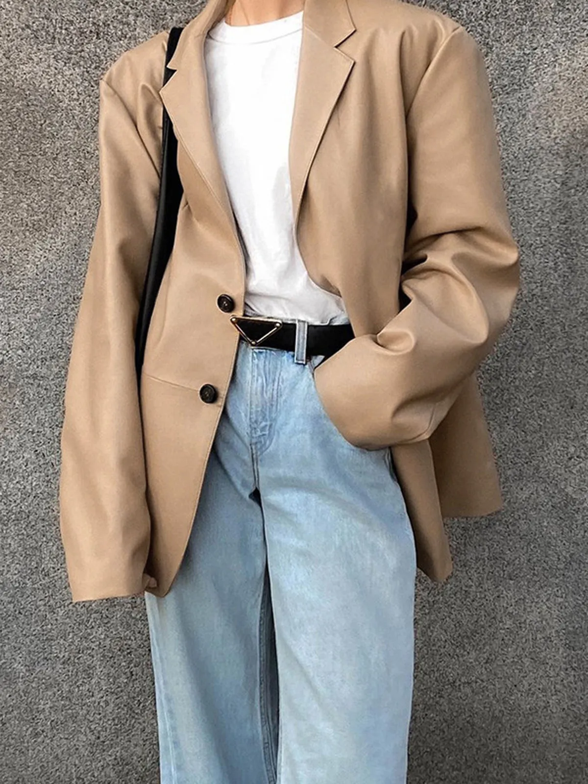 Faux Leather Structured Jacket sold by COMMENSE