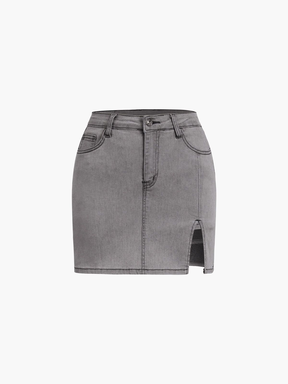 Grey Denim Jean Skirt sold by COMMENSE product image thumbnail 4