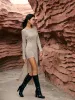 Asymmetric Split Sweater Long Dress sold by COMMENSE