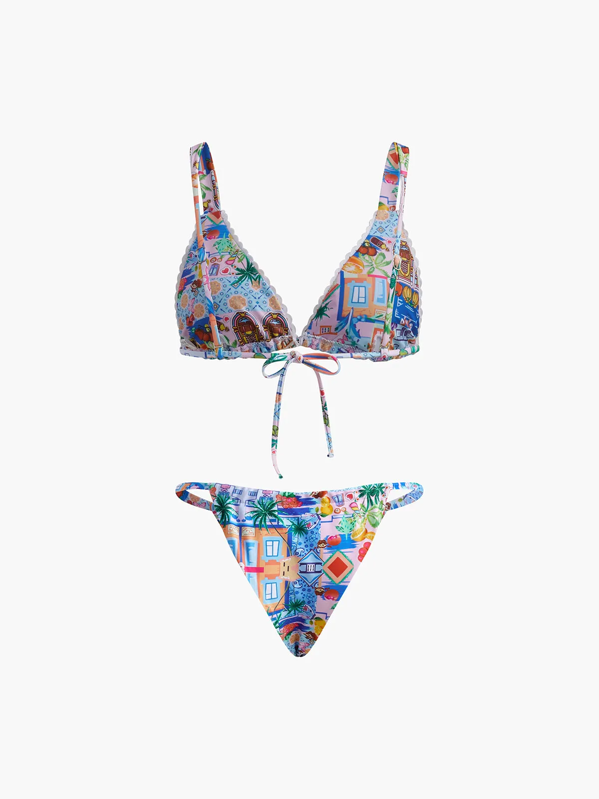 Print Drawstring Adjustable Strap Bikini Set sold by COMMENSE product image thumbnail 2