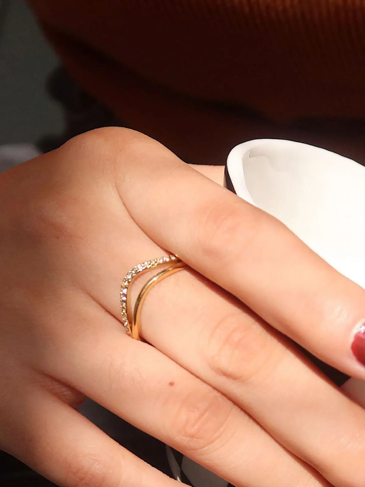 Golden Diamond Wave Ring sold by COMMENSE