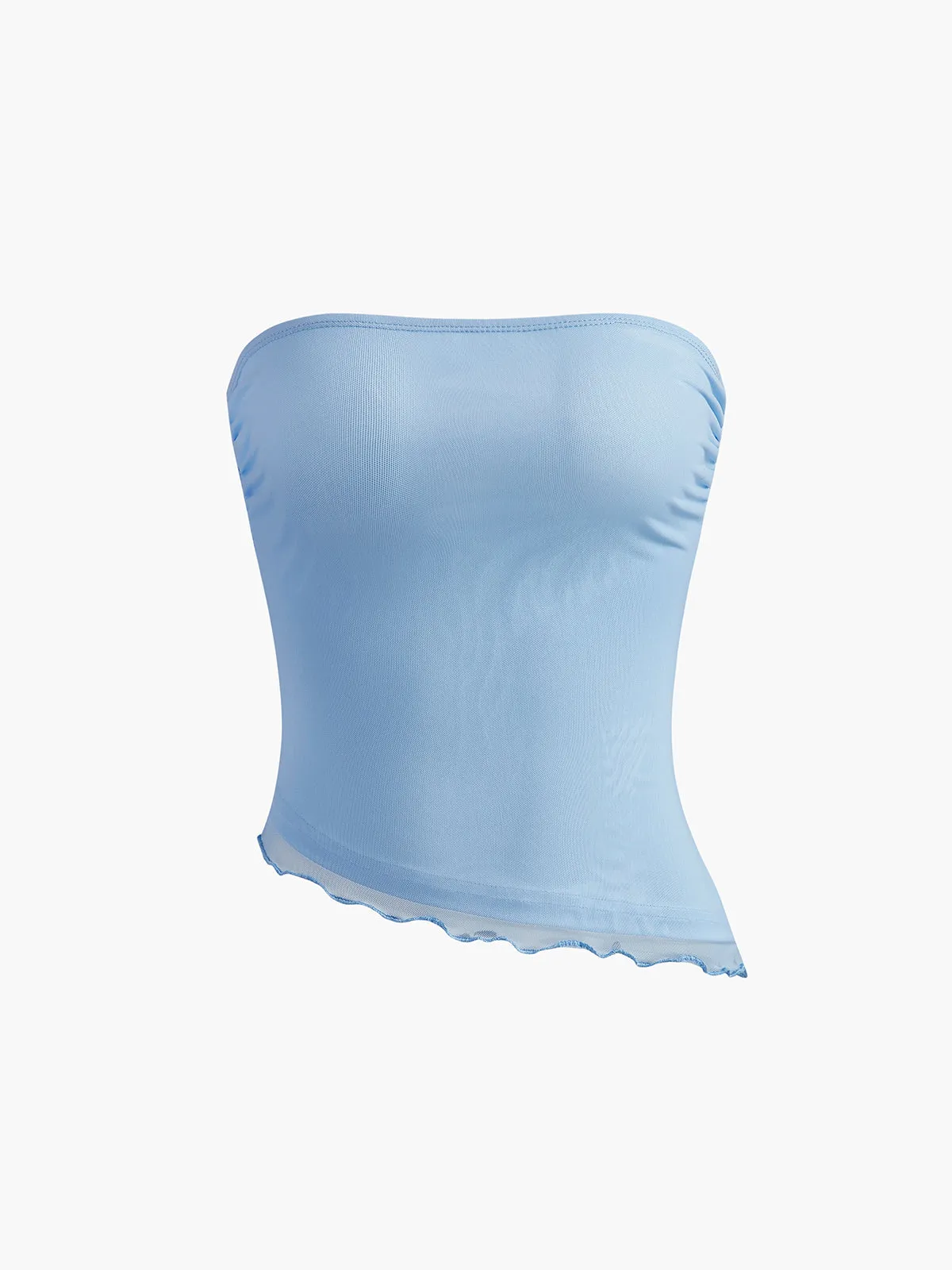 Asymmetrical Trim Strapless Tank Top sold by COMMENSE