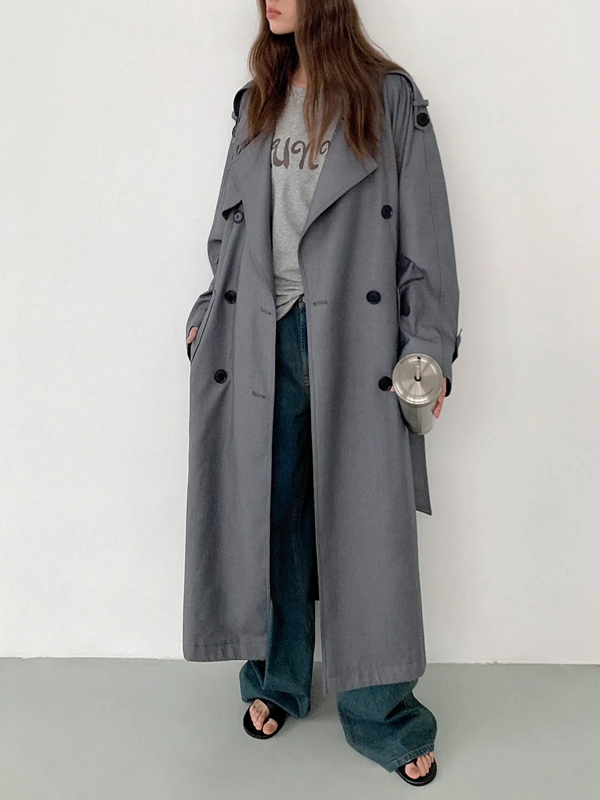 Double Pockets Longline Trench Coat sold by COMMENSE