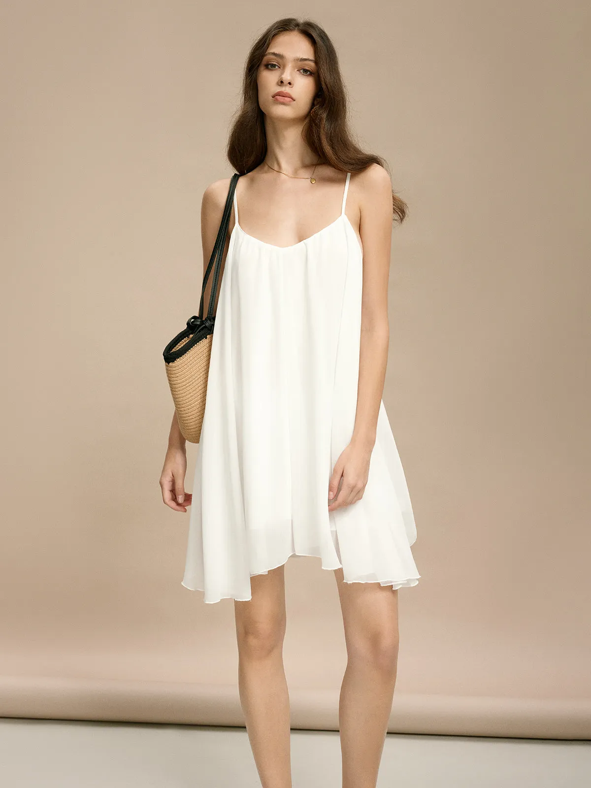 Chiffon Flowy Cami Short Dress sold by COMMENSE product image thumbnail 4