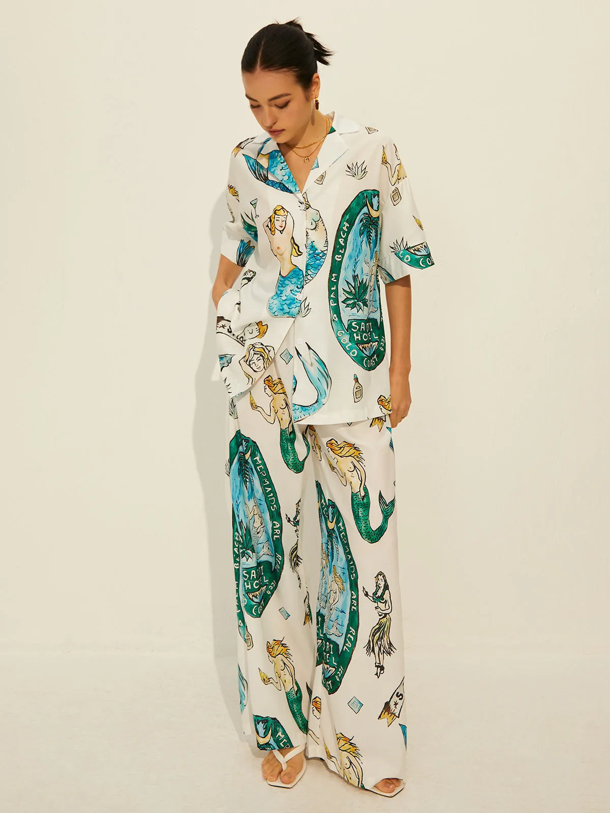 Print Pockets Short Sleeve Pants Set sold by COMMENSE product image thumbnail 3