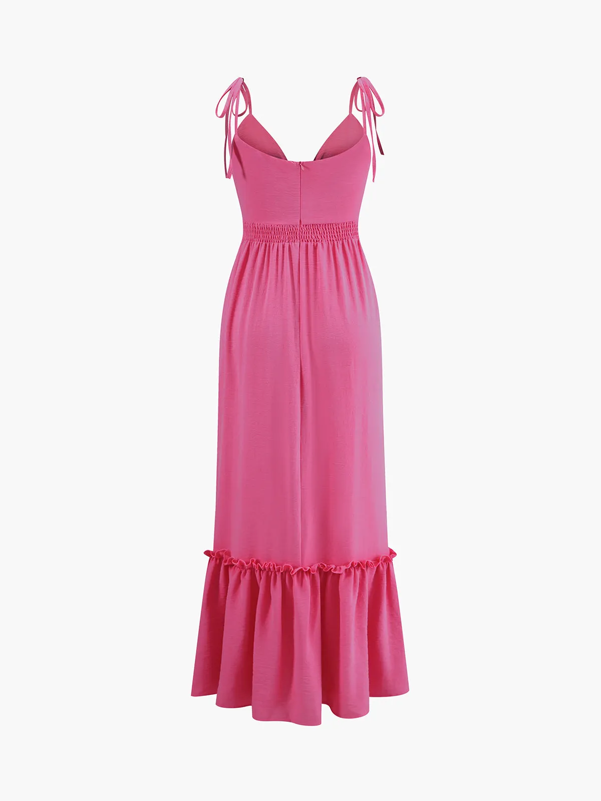 Knotted Cutout Ruffle Split Long Dress sold by COMMENSE product image thumbnail 4